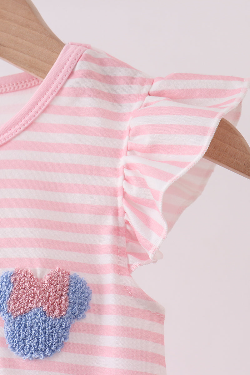 Pink character french knot ruffle bubble