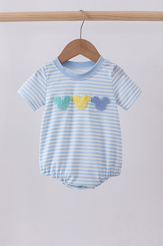 Blue character french knot stripe bubble