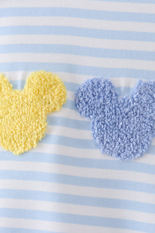 Blue character french knot stripe bubble