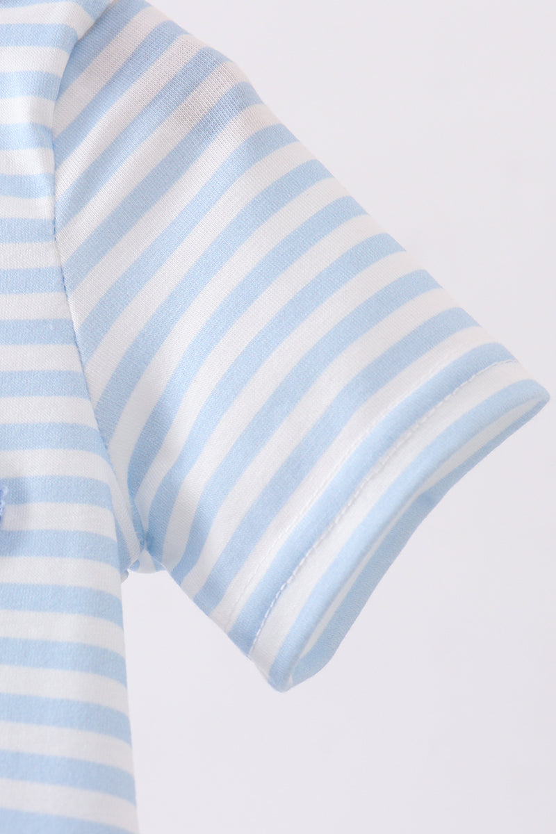 Blue character french knot stripe bubble