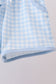 Blue character embroidery gingham shorts set