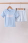 Blue big brother embroidery shorts set