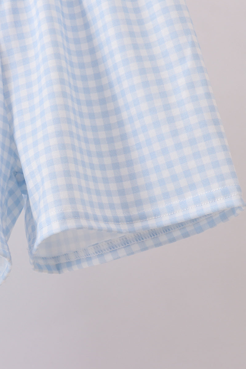 Blue big brother embroidery shorts set