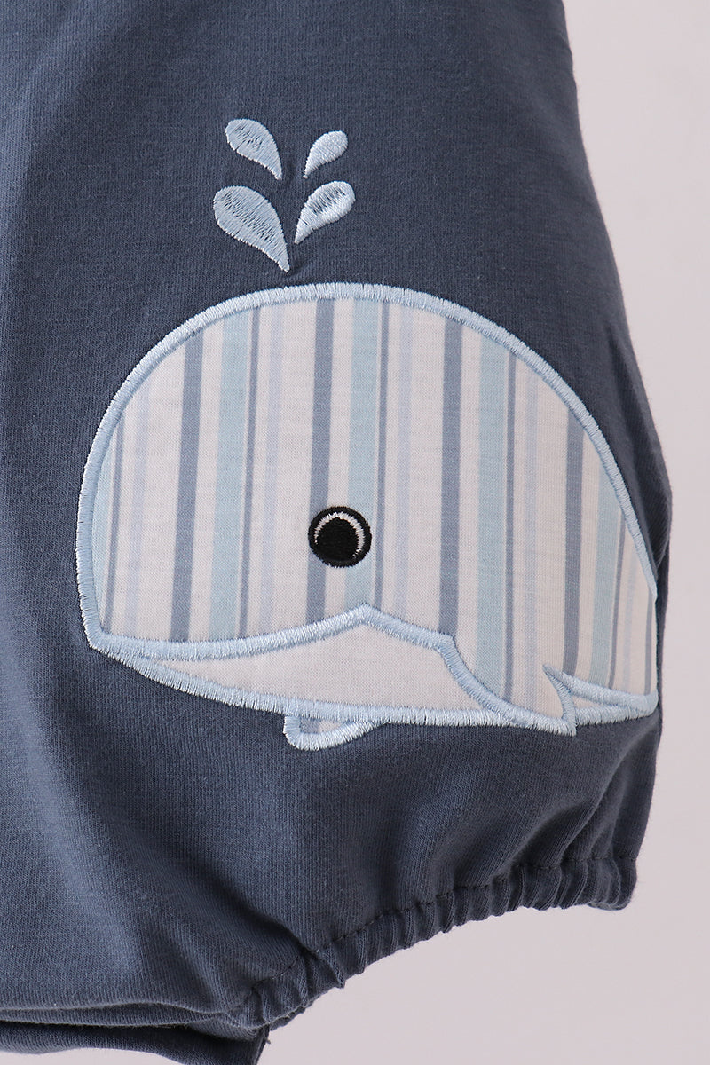 Blue whale applique bubble