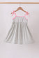 Pink seersucker farm animals embroidery ruffle dress