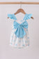 Blue crab print bow ruffle bubble