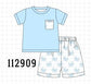Blue crab print shorts set