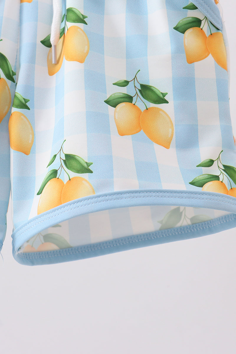 Blue lemon swim trunks