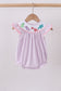 Purple dinosaur smocked gingham bubble