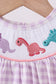 Purple dinosaur smocked gingham bubble
