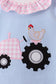 Blue tractor applique ruffle shorts set