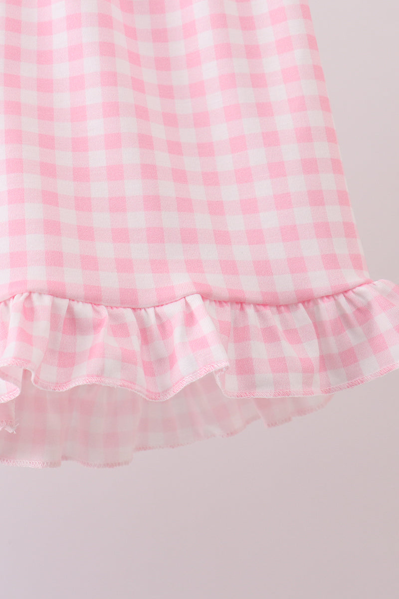 Blue tractor applique ruffle shorts set