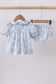 Navy bunny embroidery floral peter pan collar bloomer set