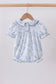 Navy bunny embroidery floral peter pan collar bubble