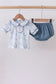 Navy bunny embroidery peter pan collar bloomer set