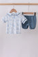 Navy bunny embroidery peter pan collar bloomer set