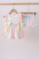 Pink Floral Print Checkered Bloomer Set