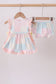Pink Floral Print Checkered Bloomer Set