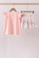 Pink floral bunny applique skorts set