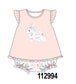Pink floral bunny applique romper