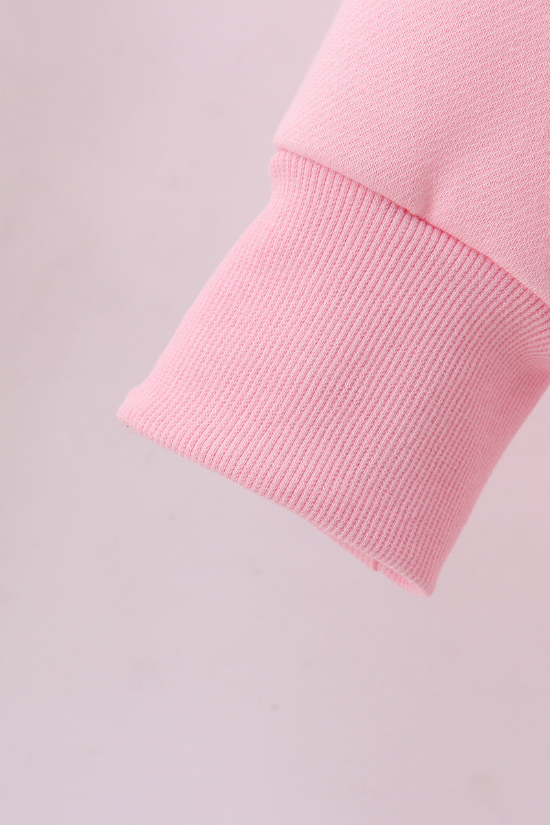 Pink heart love smile sequin fleece mom&me sweatshrit