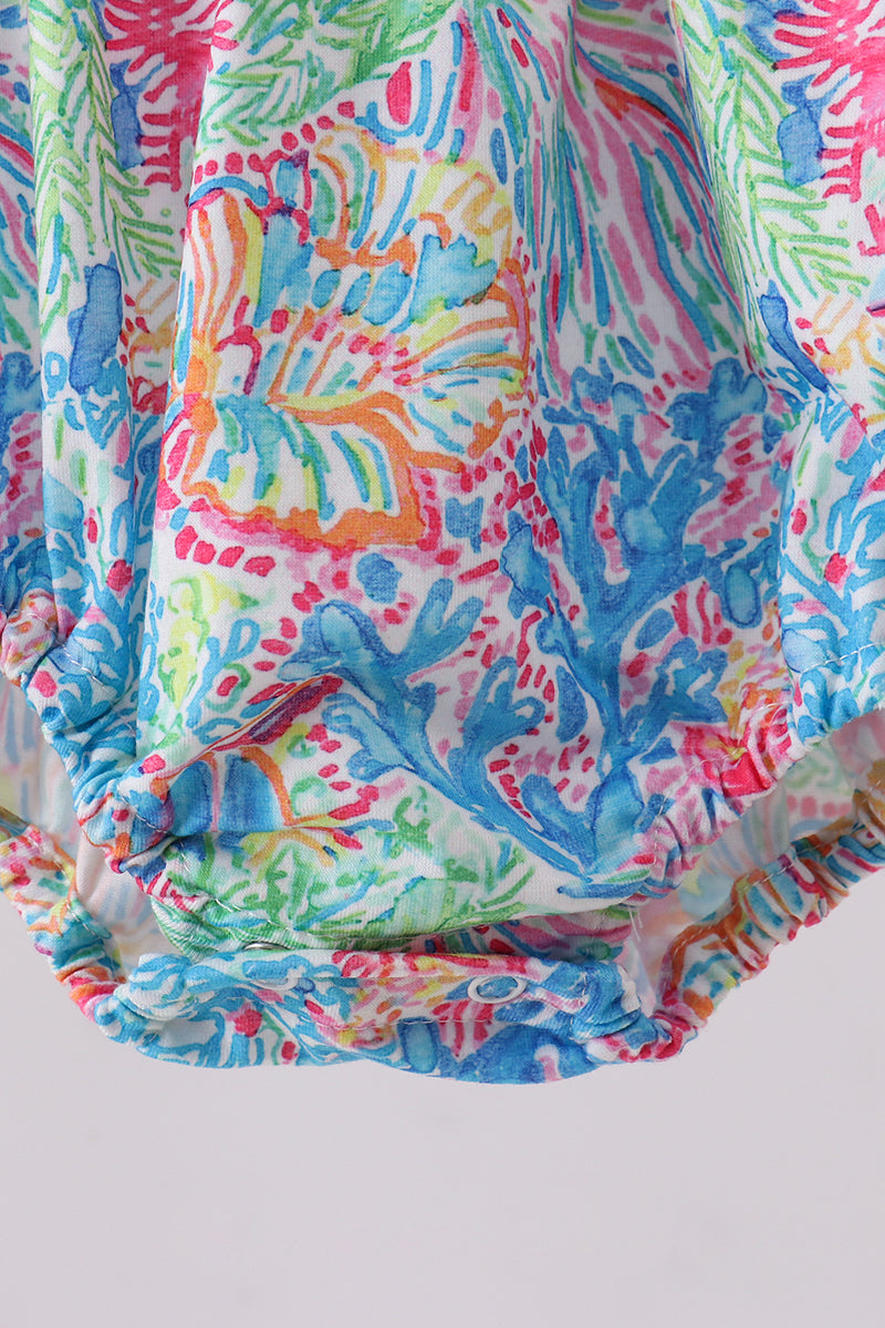 Pink character smocked ruffle bubble