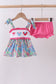 Pink character smocked ruffle bloomer set