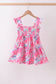 Pink floral smocked ruffle mom&me tiered dress