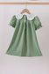 Sage bunny applique lace collar dress