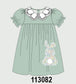 Sage bunny applique lace collar dress