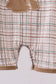 Brown bunny applique plaid romper