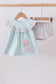 Blue floral bunny applique bloomer set