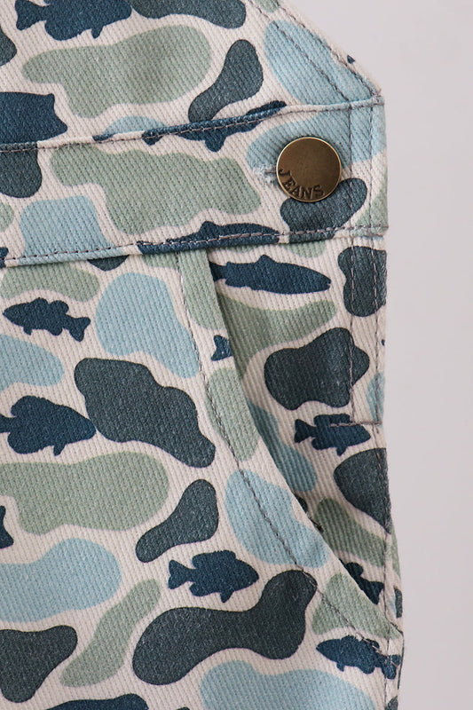 Camouflage denim overall