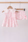 Pink bunny smocked lace collar bow bloomer set