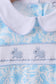 Blue bunny smocked peter pan collar shorts set