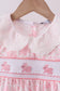 Pink bunny smocked lace collar shorts set