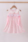 Pink bunny smocked lace collar dress