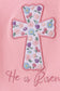 Pink floral cross embroidery ruffle bubble