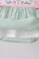 Green swiss dot cross sheep ruffle bloomer set