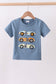 Blue racing car applique top