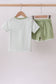 Sage stripe puppy embroidery shorts set