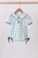 Blue plaid duck smocked bubble
