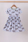 Blue cow print bamboo gingham dress