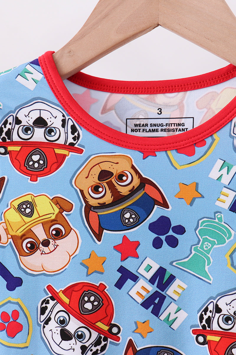 Blue character bamboo pajama set