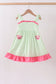 Green watermelon applique ruffle dress