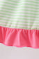 Green watermelon applique ruffle dress