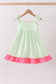 Green watermelon applique ruffle dress