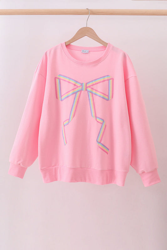 Pink Patriotic hand-sewn bow mom&me sweatshirt
