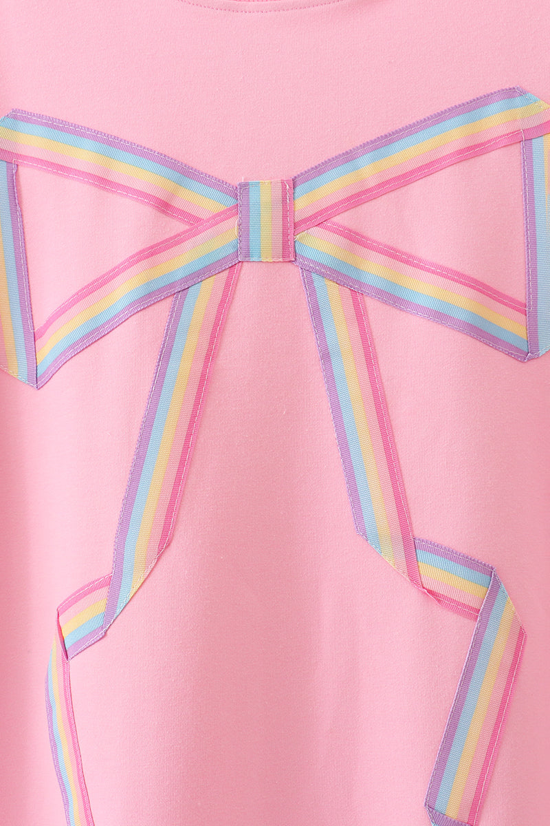 Pink Patriotic hand-sewn bow mom&me sweatshirt