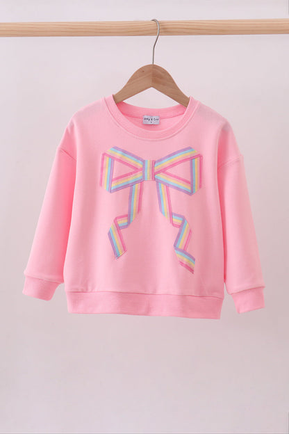 Pink Patriotic hand-sewn bow mom&me sweatshirt